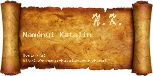 Naményi Katalin névjegykártya
